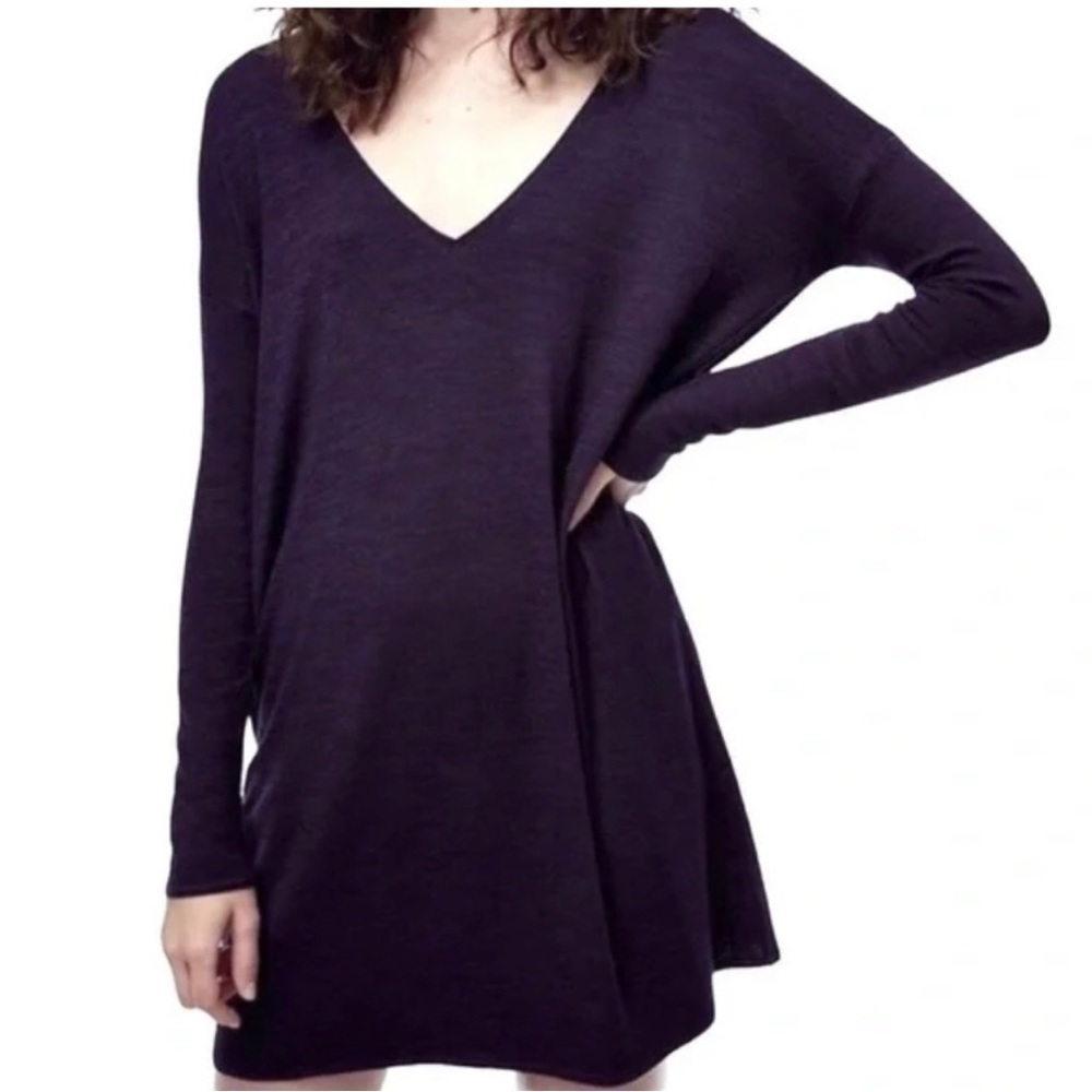 Wilfred Free | Aritzia Purple V-Neck Relaxed-Fit Pocket Gail Dress Size XXS